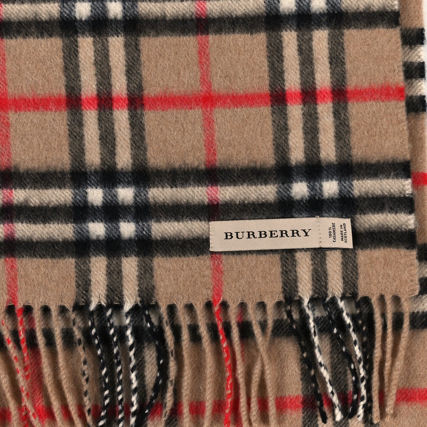 Cashmere House Check Fringe Scarf Camel