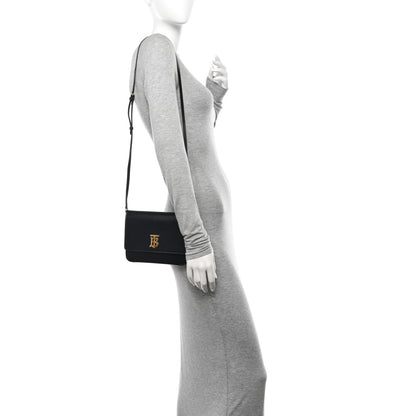 Burberry Calfskin Monogram TB Mini Flat Crossbody Bag Black 2 of 13