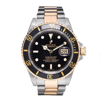 Rolex Stainless Steel 18K Yellow Gold 40mm Submariner Oyster Perpetual Date Watch Black 16613 1 of 6
