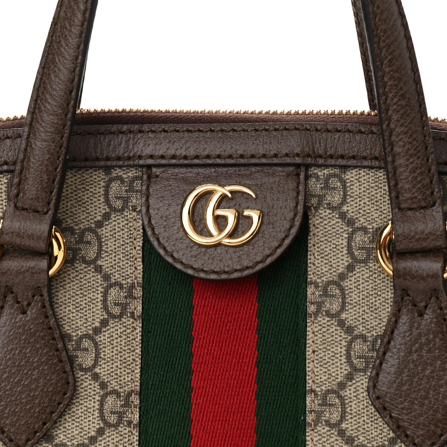 Gucci GG Supreme Monogram Web Medium Ophidia Top Handle Dome Bag Brown 7 of 9