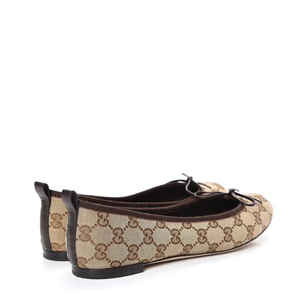 Gucci Monogram Miro Soft Calfskin Ballet Flats 39.5 Beige Ebony Cocoa 4 of 10