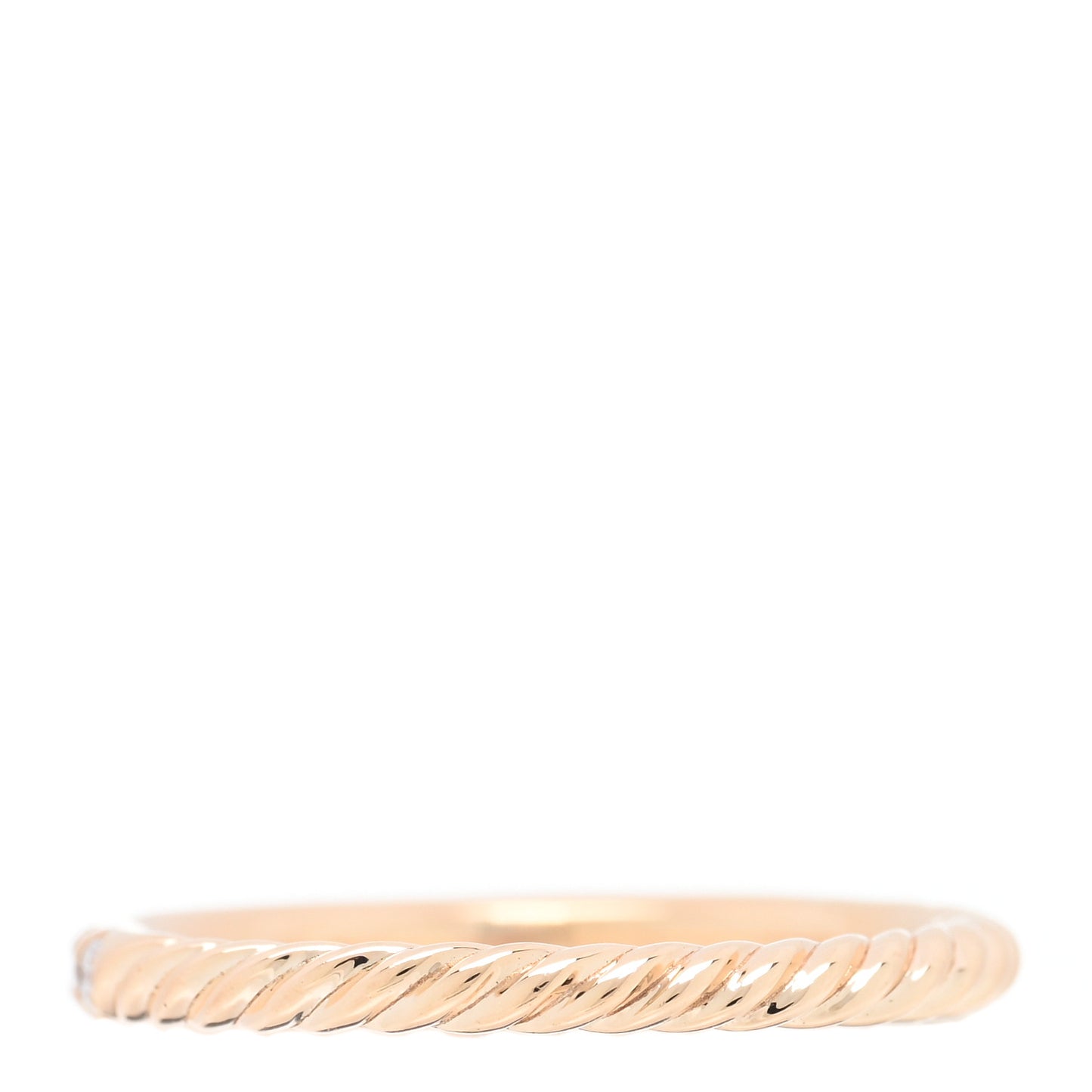 18K Rose Gold Diamond 2mm Cable Collectibles Band Ring 54 7