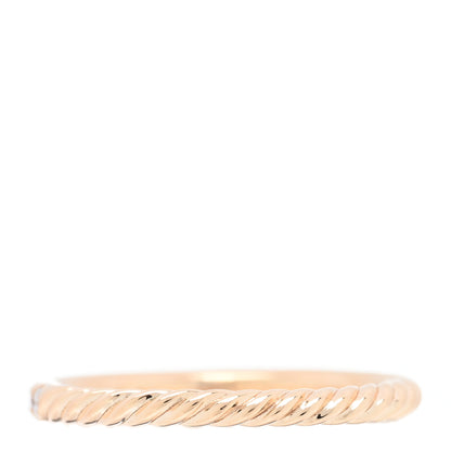 David Yurman 18K Rose Gold Diamond 2mm Cable Collectibles Band Ring 54 7 3 of 5