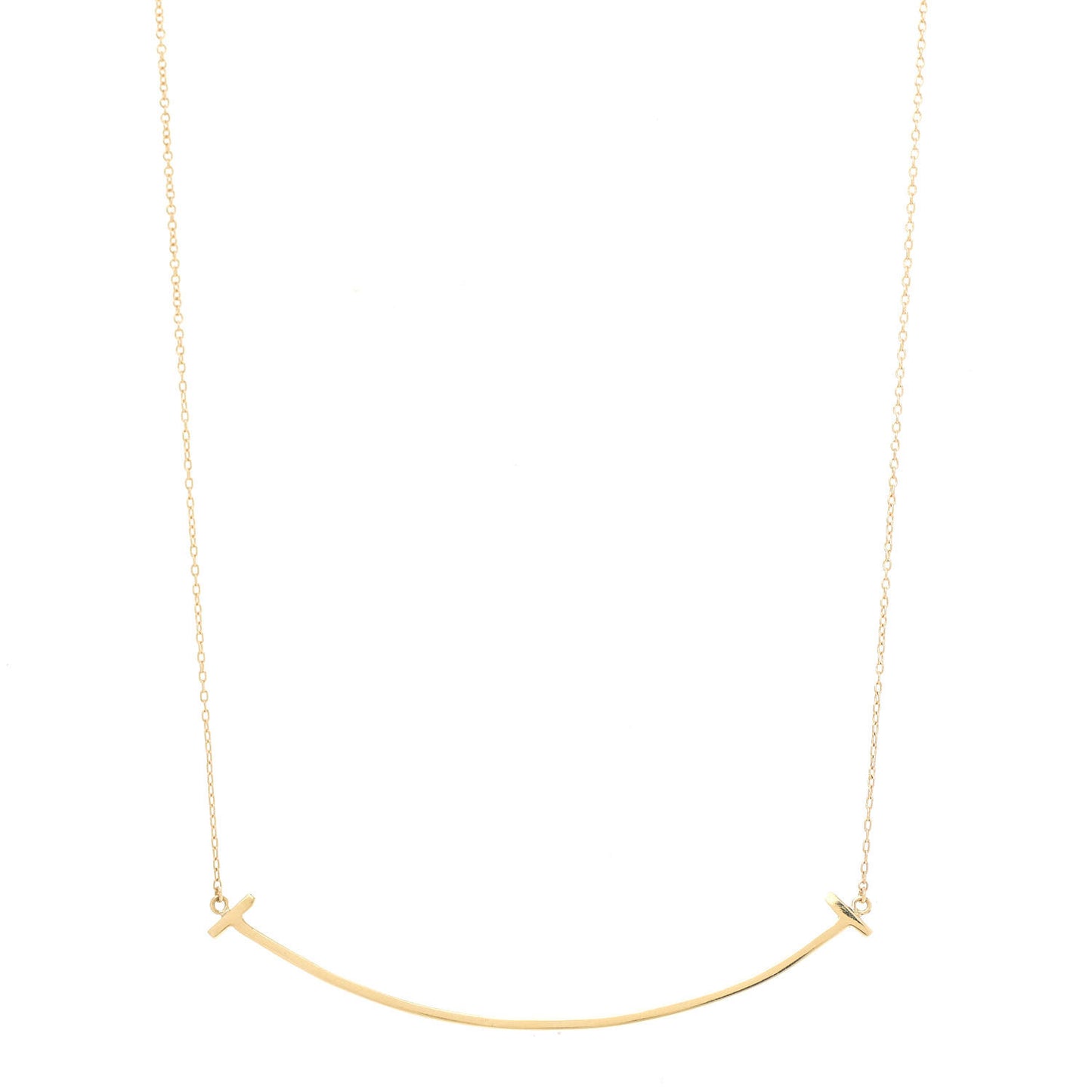 18K Yellow Gold Large T Smile Pendant Necklace