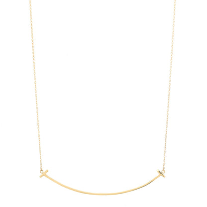 Tiffany 18K Yellow Gold Large T Smile Pendant Necklace 1 of 6