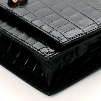 Alexander McQueen Calfskin Crocodile Embossed Skull Mini Crossbody Bag Black 10 of 10