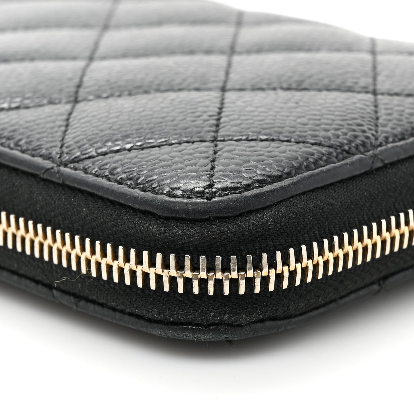 Caviar Quilted Large Gusset Zip Around Wallet Black