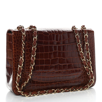 Chanel Alligator Jumbo Single Flap Dark Brown 3 of 9