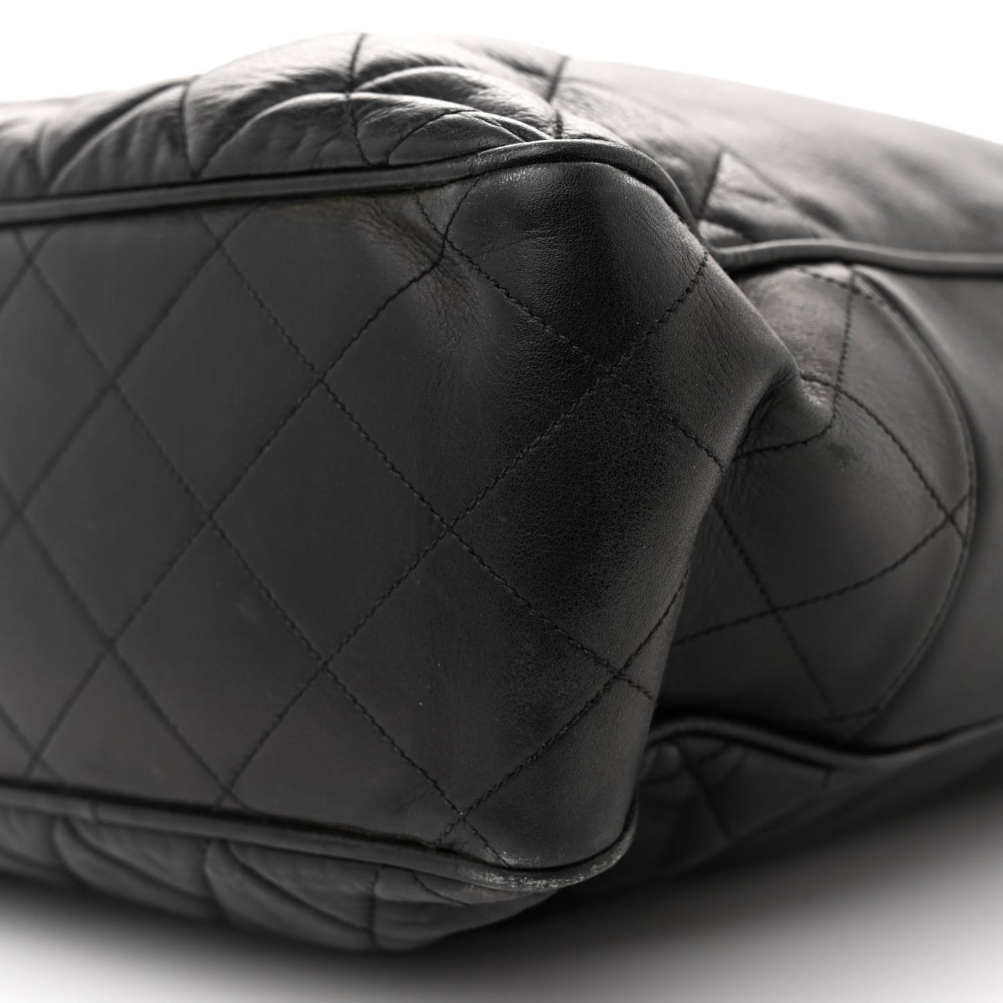 Lambskin Quilted CC Shopping Tote Black