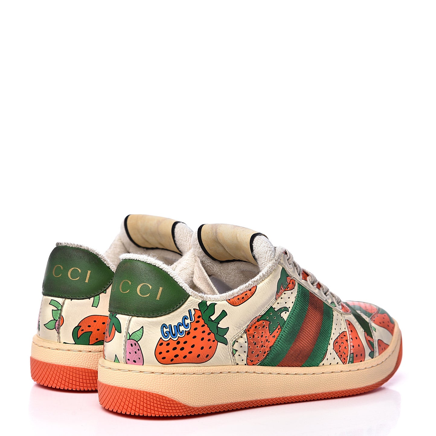 Nubuck Web Strawberry Print Womens Screener Sneakers 35.5 Dusty Milk White Vintage Green