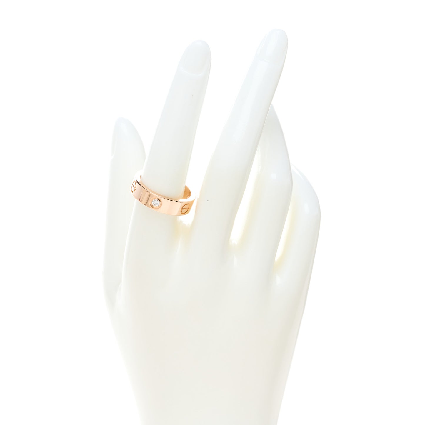 18K Pink Gold 3 Diamond 5.5mm LOVE Ring 57 8