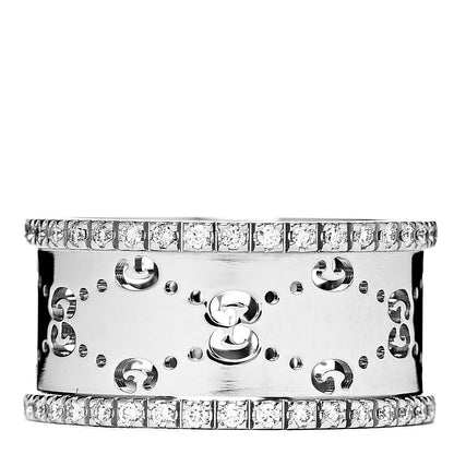 Gucci 18K White Gold Diamond 10mm Icon Eternity Band Ring 55 7.25 3 of 6