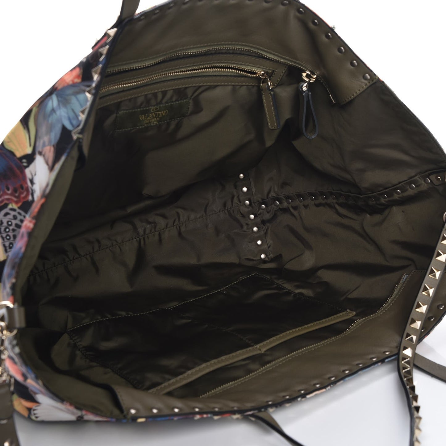 Nylon Camubutterfly Rockstud Crossbody Tote Multicolor