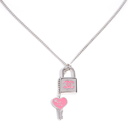 Chanel Padlock and Key CC Necklace Pink 1 of 5