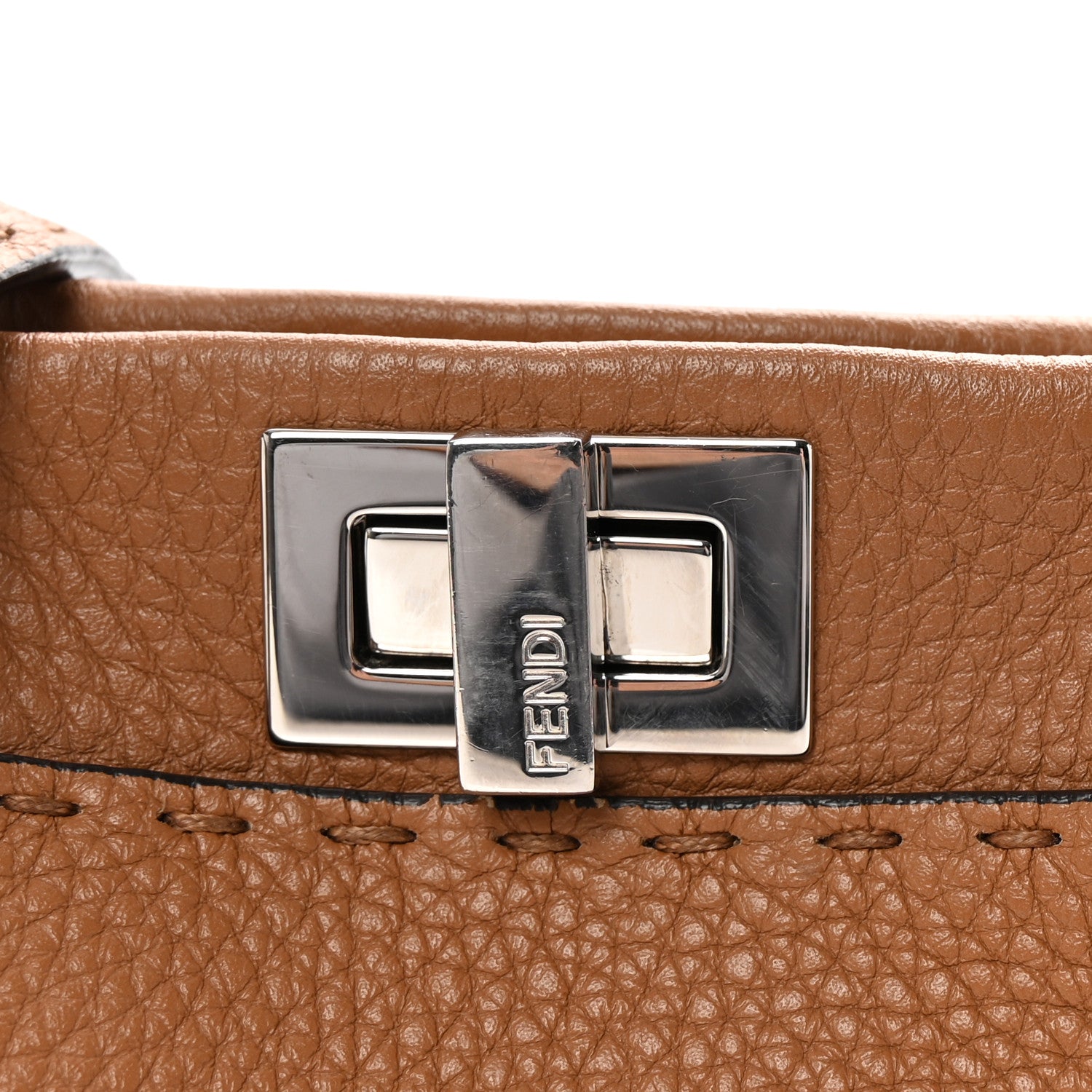Fendi Cuoio Romano Selleria Bi-Color Mini Peekaboo Iconic Satchel Mou Milk 7 of 9