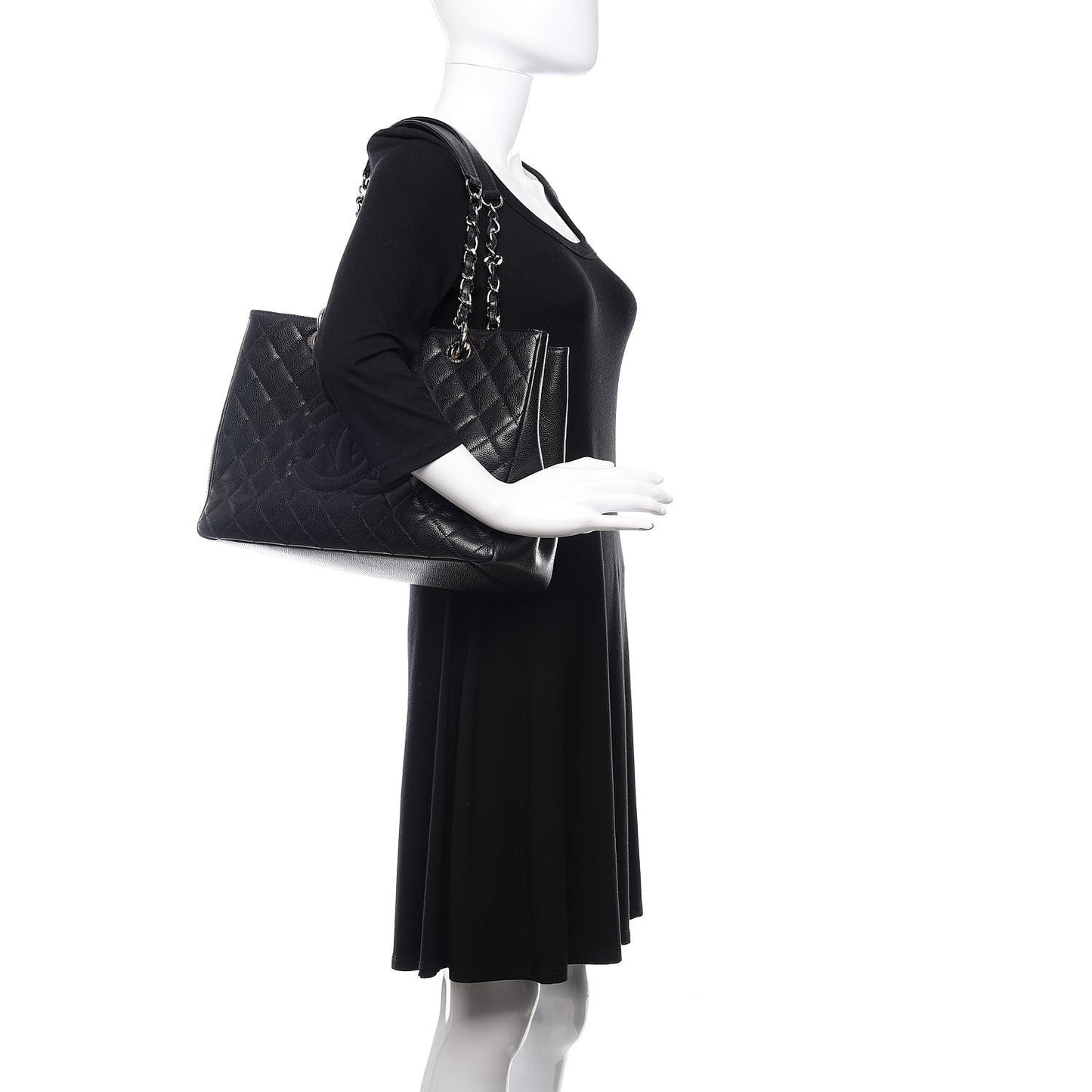 Caviar Quilted Grand Shopping Tote GST Black
