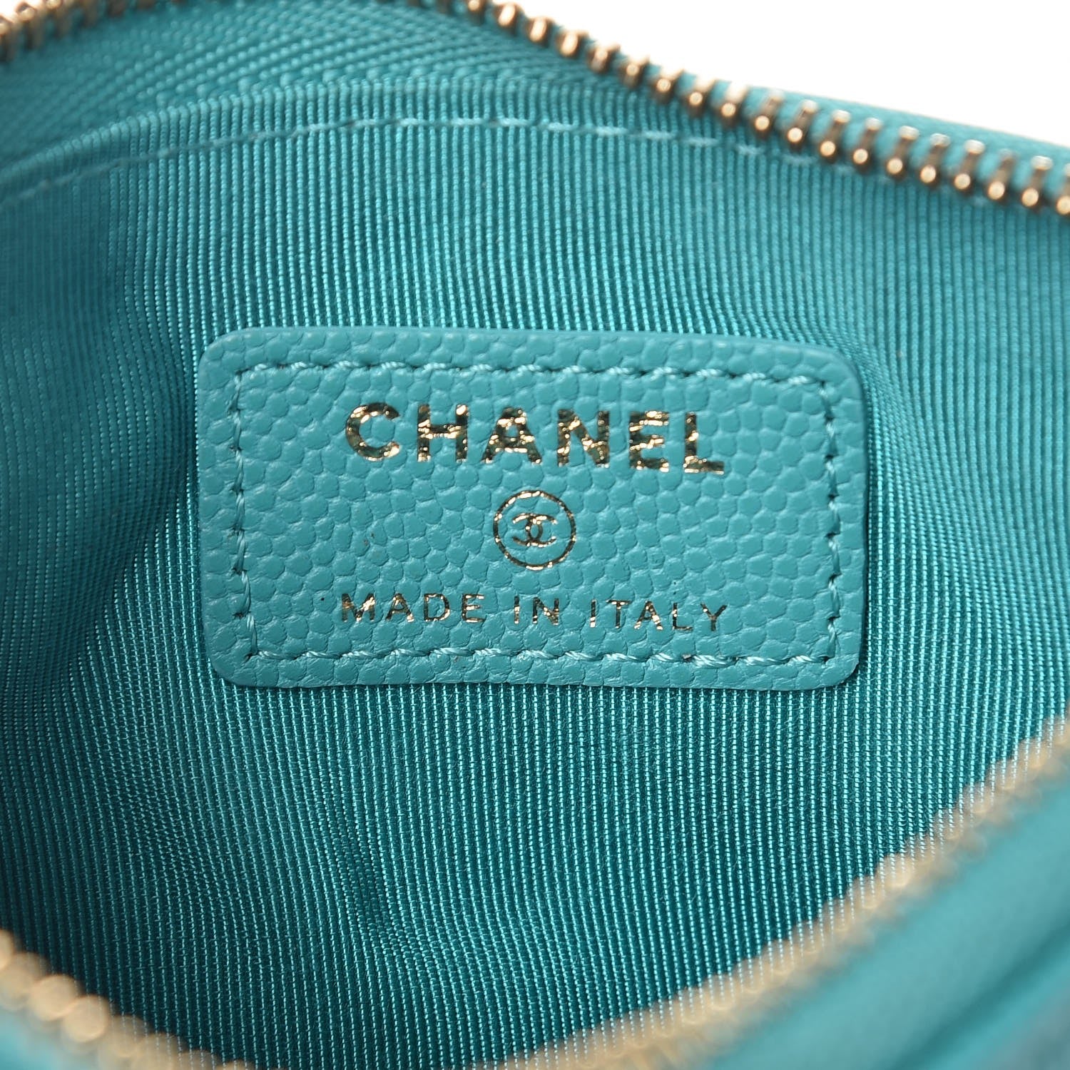 Chanel Caviar Quilted Small Cosmetic Case Turquoise 6 of 10