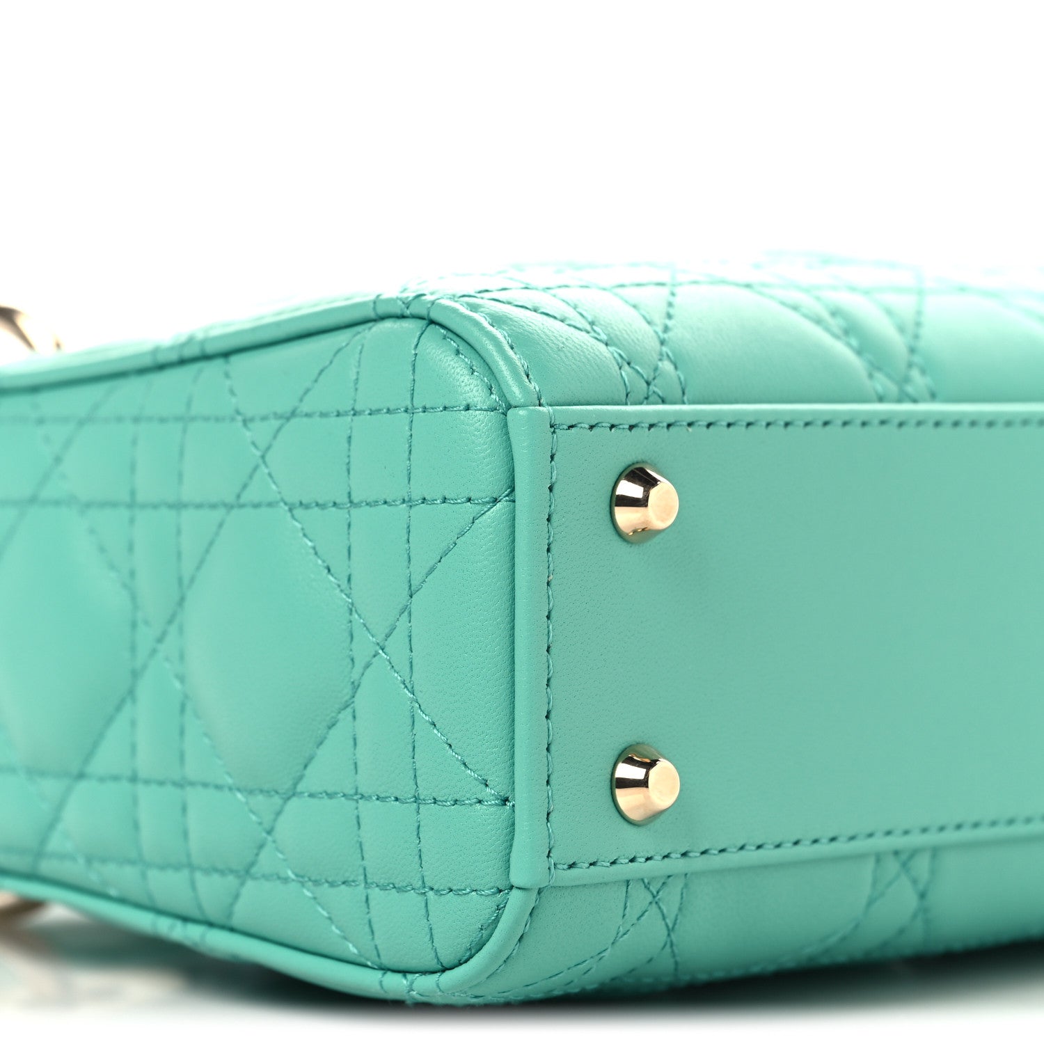Christian Dior Lambskin Cannage Mini Lady Dior Cobalt Green 9 of 10
