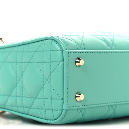 Christian Dior Lambskin Cannage Mini Lady Dior Cobalt Green 9 of 10