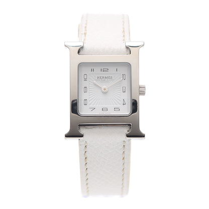Hermes Stainless Steel Epsom 21mm Heure H Hour Quartz Watch Blanc 1 of 4