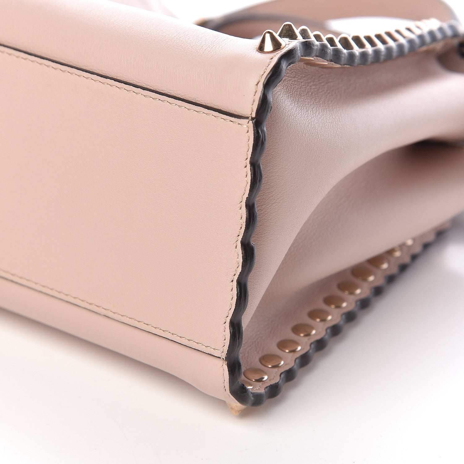 Fendi Vitello Seta Shiny Nappa Scalloped Studded Mini Peekaboo Iconic Satchel Soap 10 of 10