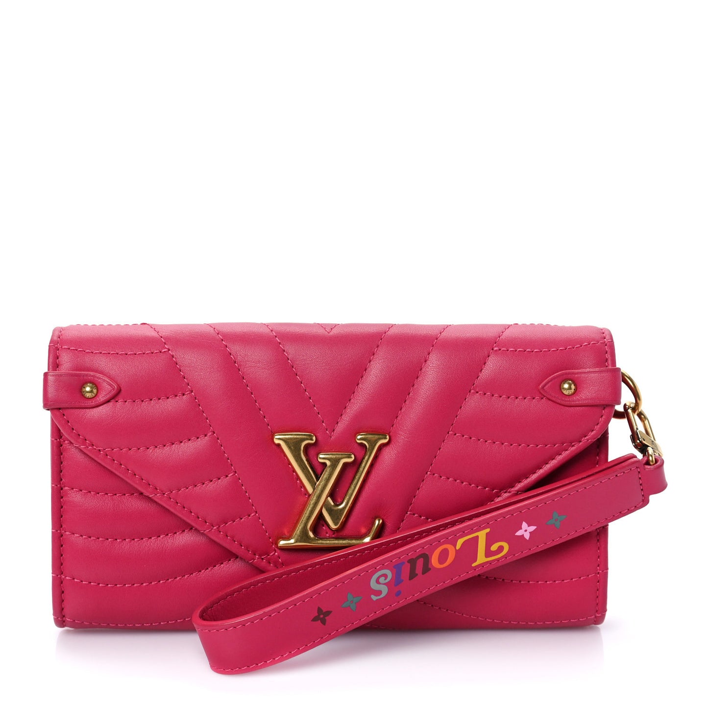 Calfskin New Wave Long Wallet Rouge