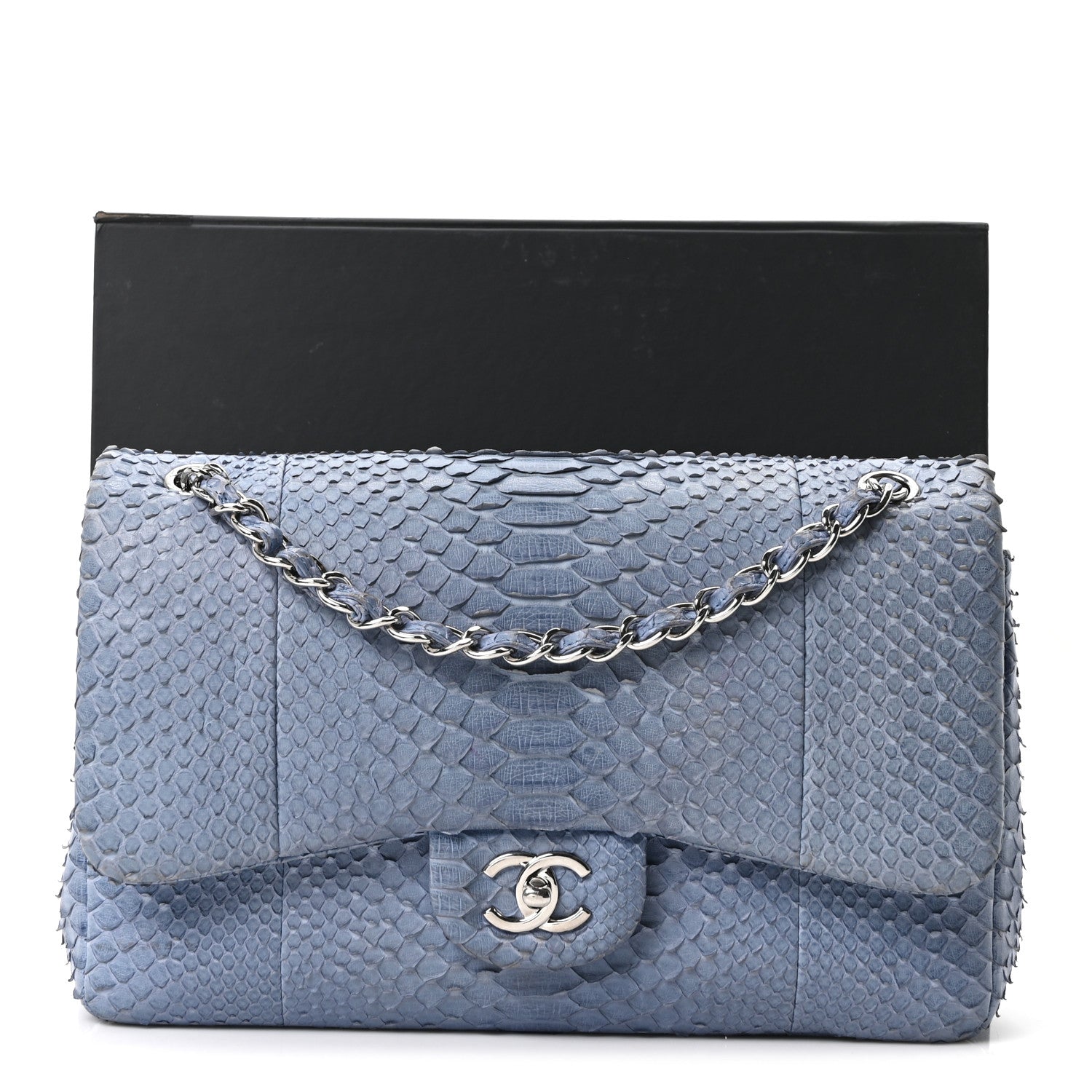 Chanel Snakeskin Jumbo Double Flap Light Blue 20 of 21