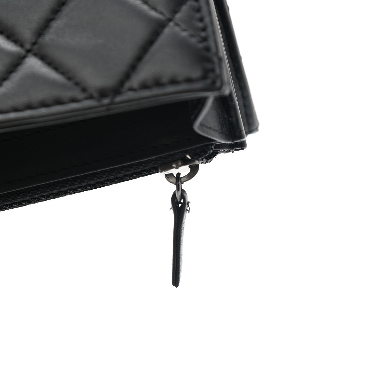 Lambskin Quilted Large Coco Boy Gusset Flap Wallet Black
