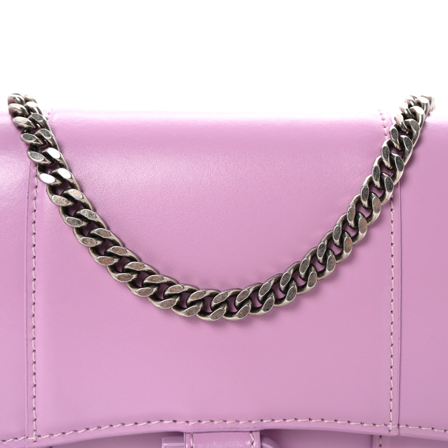 Balenciaga Shiny Box Calfskin Tonal B Hourglass Chain Bag Liliac 7 of 9