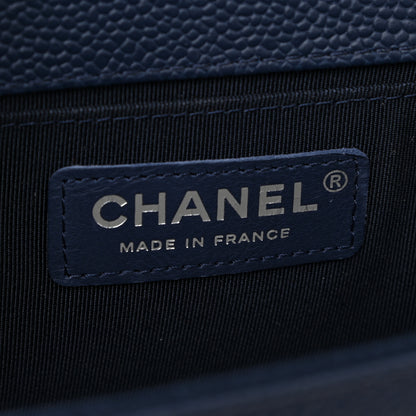 Chanel Caviar Chevron Quilted Medium Boy Flap Navy 4 of 12