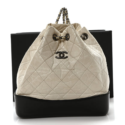 Chanel Aged Calfskin Quilted Small Gabrielle Backpack Black White 11 of 11
