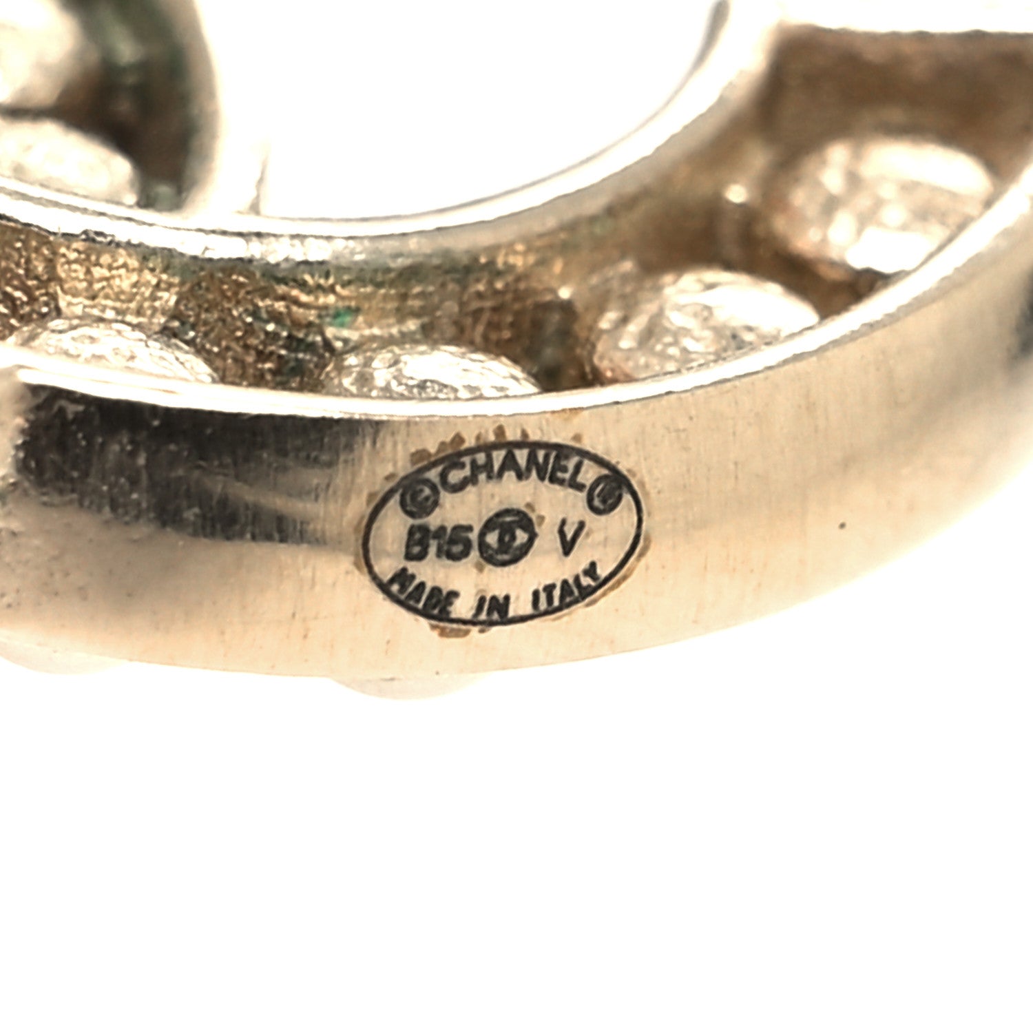 Chanel Crystal Pearl CC Earrings Gold 4 of 5