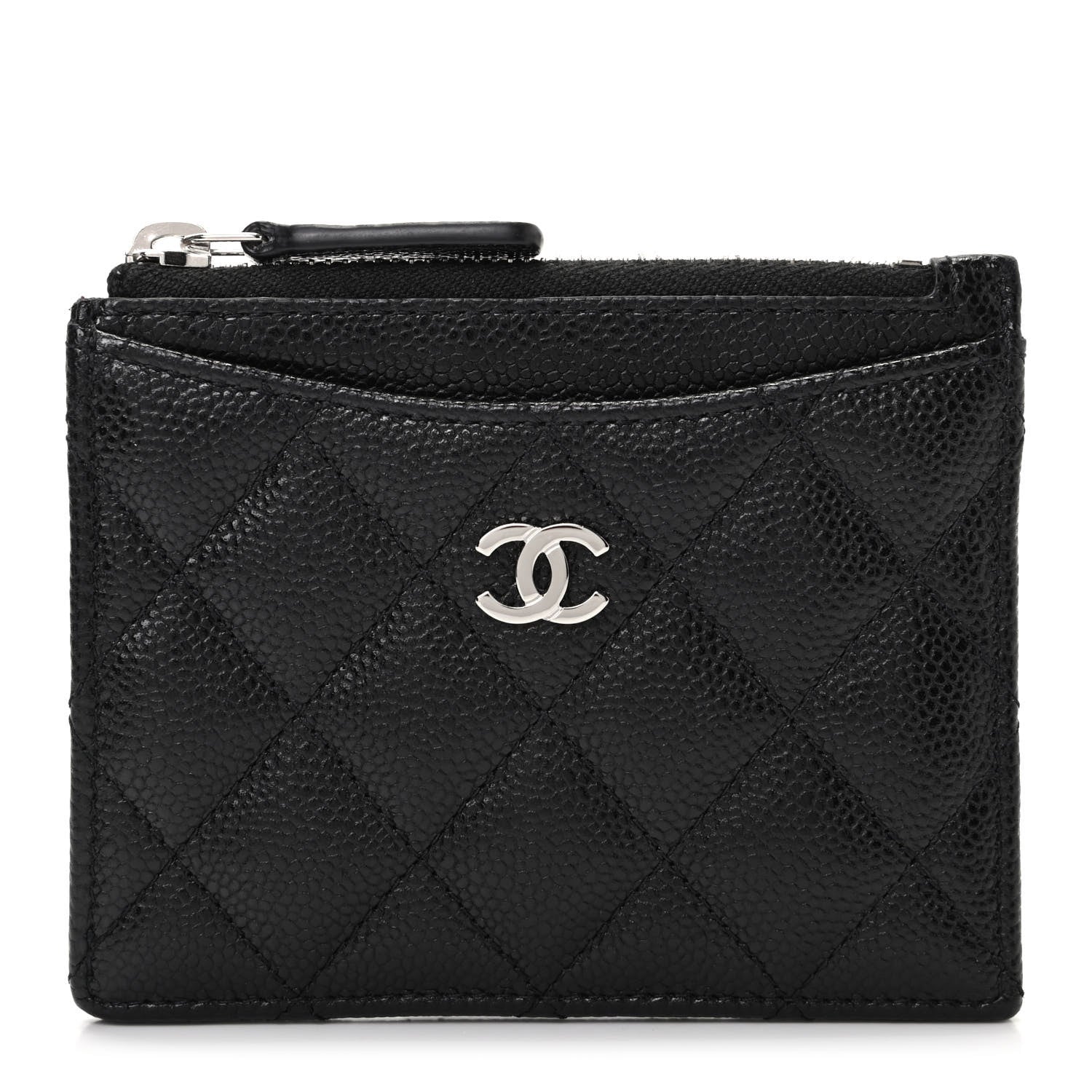 Chanel Caviar Quilted CC Zip Card Holder Black 2 of 16