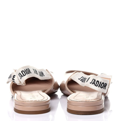 Christian Dior Patent Ribbon J'Adior Slingback Ballet Flats 38 Nude 7 of 11