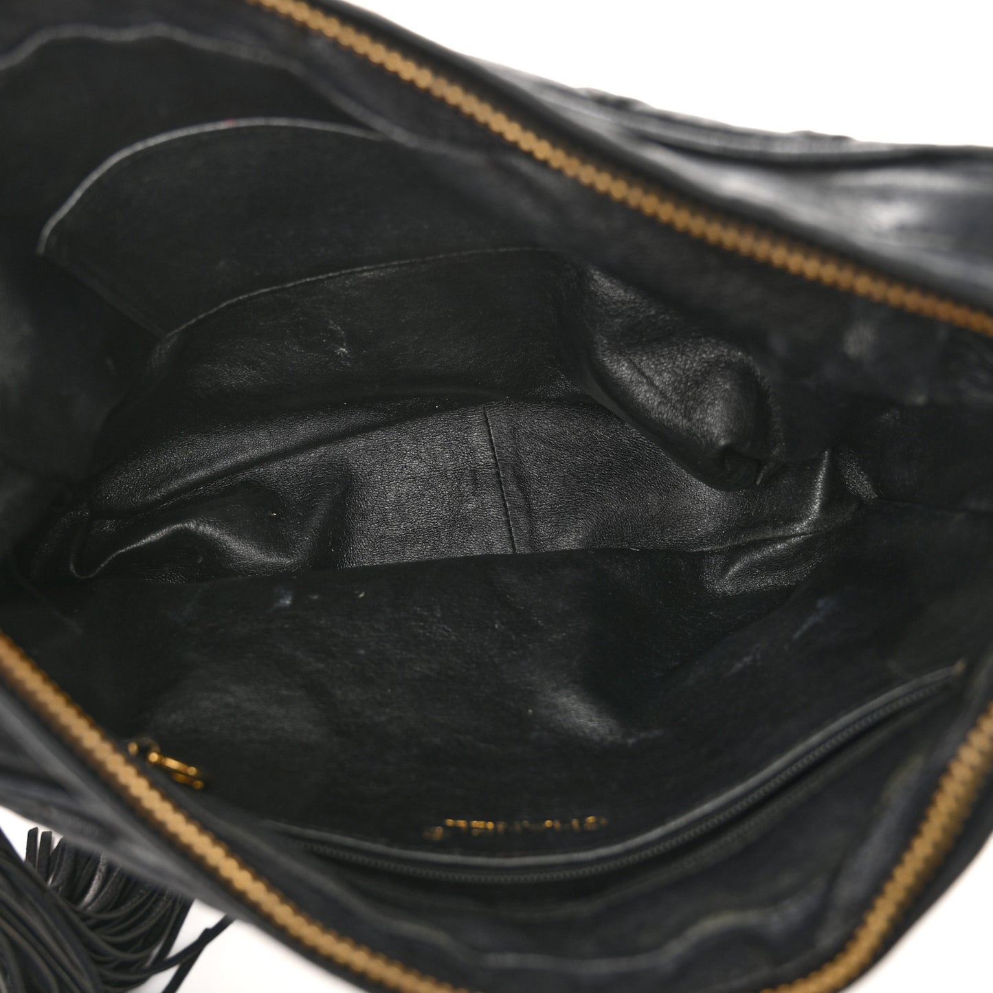 Lambskin Quilted CC Tassel Camera Case Black