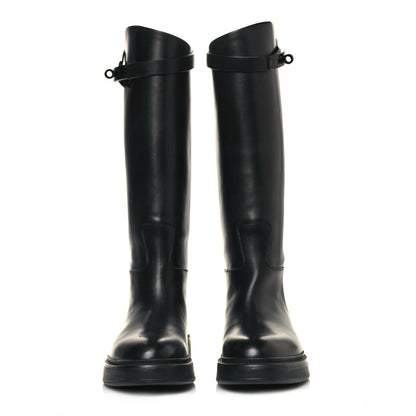 Hermes Calfskin Variation Monochromatic Boots 36 Black 2 of 9