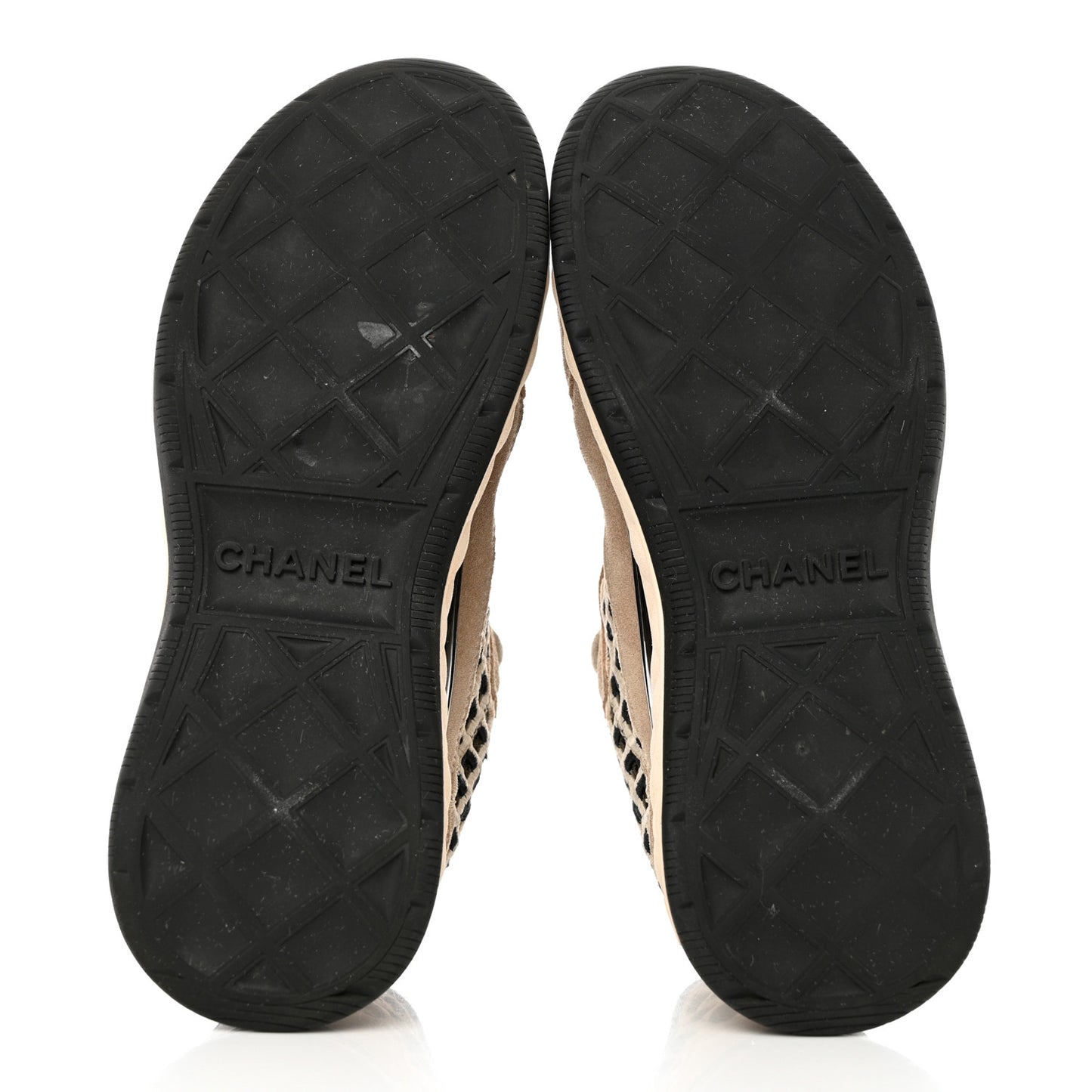 Suede Calfskin Embroidered CC Sneakers 36 Beige Black