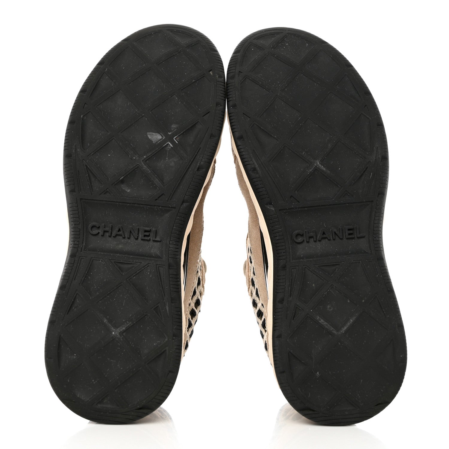 Chanel Suede Calfskin Embroidered CC Sneakers 36 Beige Black 5 of 12