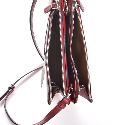 MCM Grained Calfskin Milla Double Crossbody Bag Sash Burgundy 5 of 8