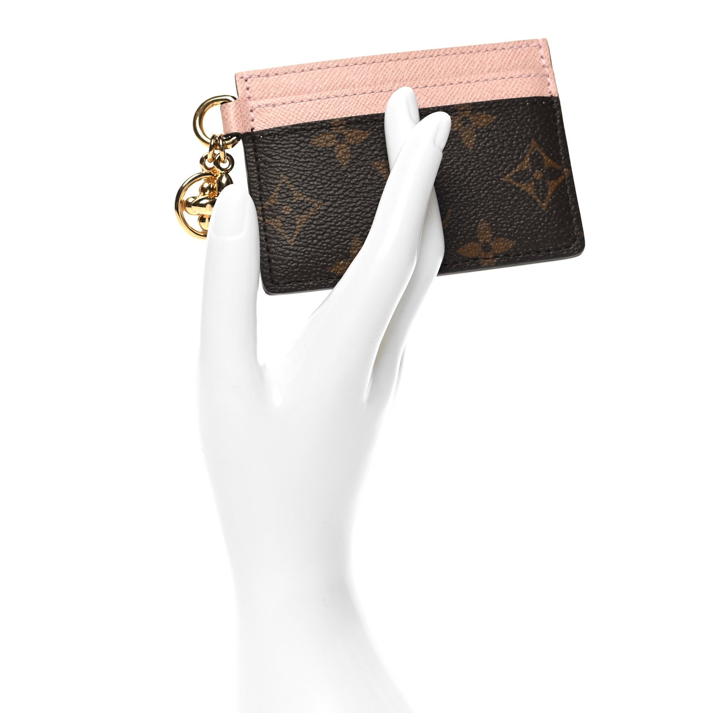 Monogram LV Charms Card Holder Rose Ballerine