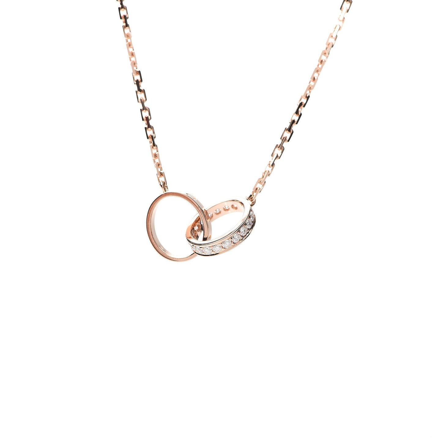 18K Pink Gold Diamond Interlocking LOVE Necklace