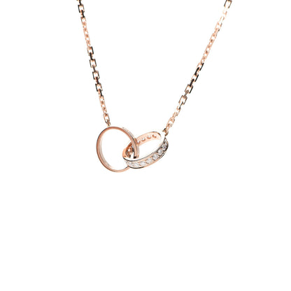 Cartier 18K Pink Gold Diamond Interlocking LOVE Necklace 3 of 6
