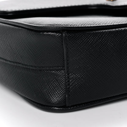 Prada Saffiano Flap Shoulder Bag Black 10 of 11