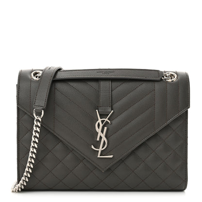 Saint Laurent Grain De Poudre Textured Mixed Matelasse Medium Triquilt Monogram Satchel Earth 1 of 11