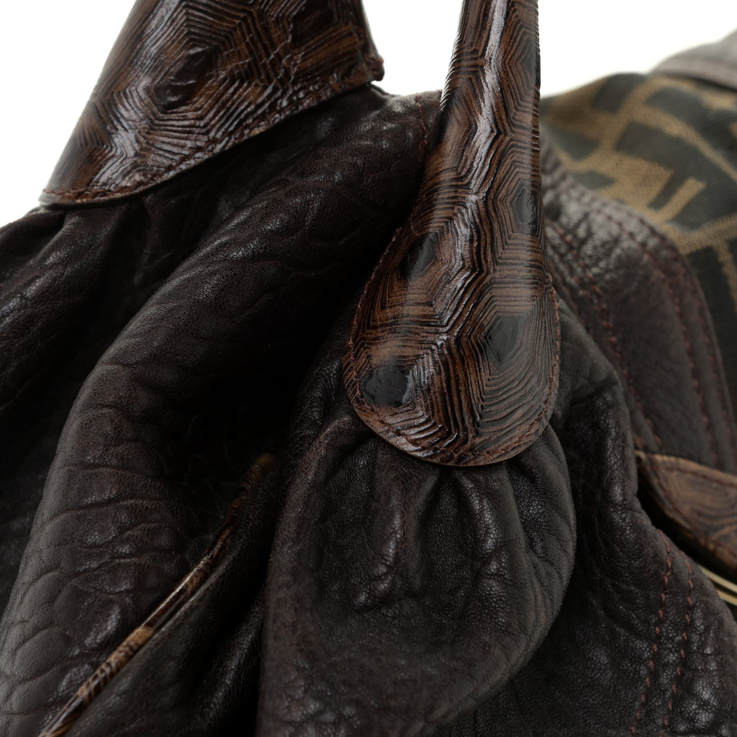 Fendi Zucca Nappa Nuvolata Vitello Tortuga Spy Tobacco Moro 15 of 19