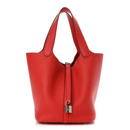 Hermes Taurillon Clemence Picotin Lock 22 MM Rouge De Coeur 1 of 10