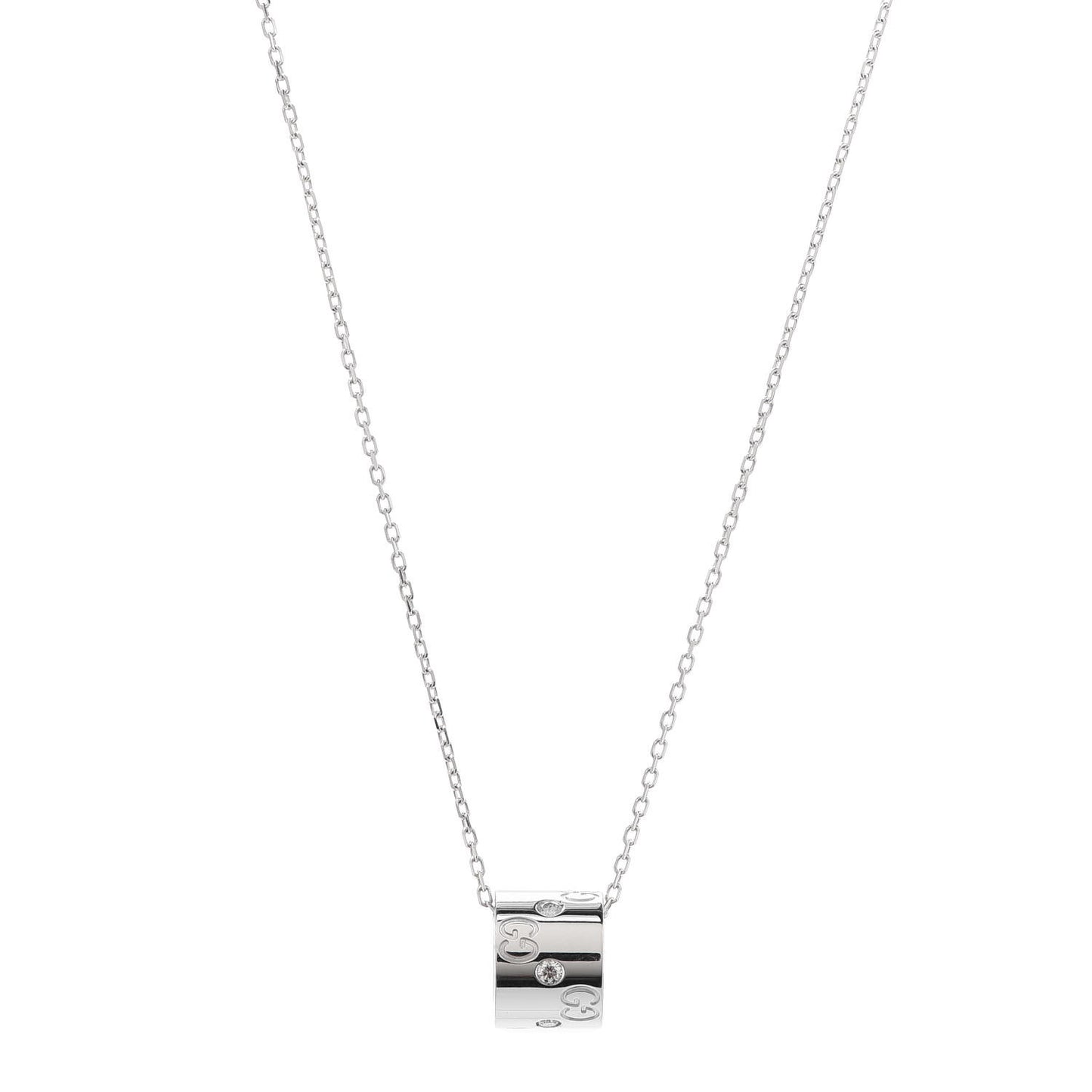18K White Gold Diamond Icon Twirl Pendant Necklace