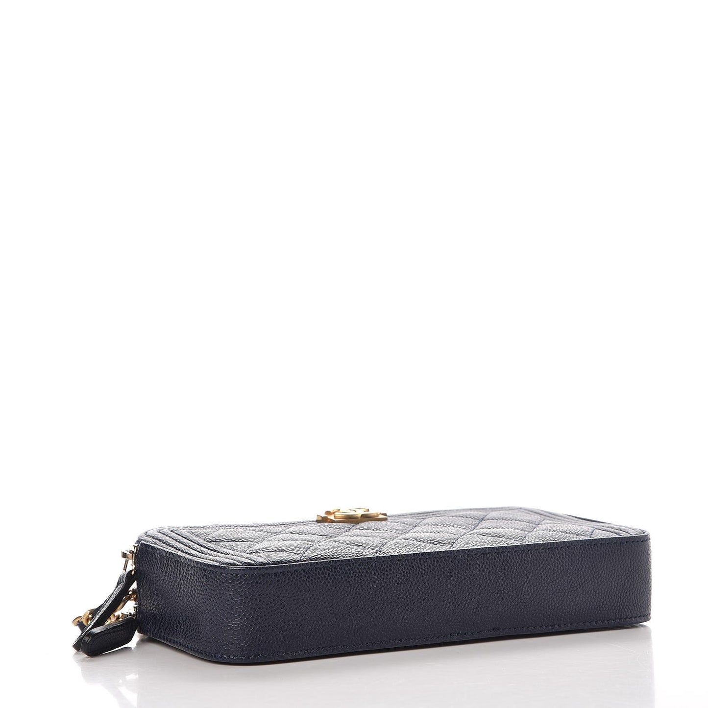 Caviar Quilted Small Boy Clutch With Chain Dark Blue