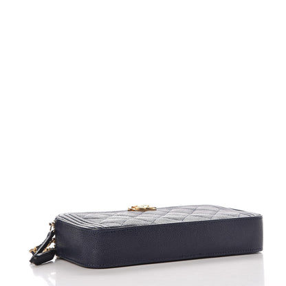 Chanel Caviar Quilted Small Boy Clutch With Chain Dark Blue 4 of 9