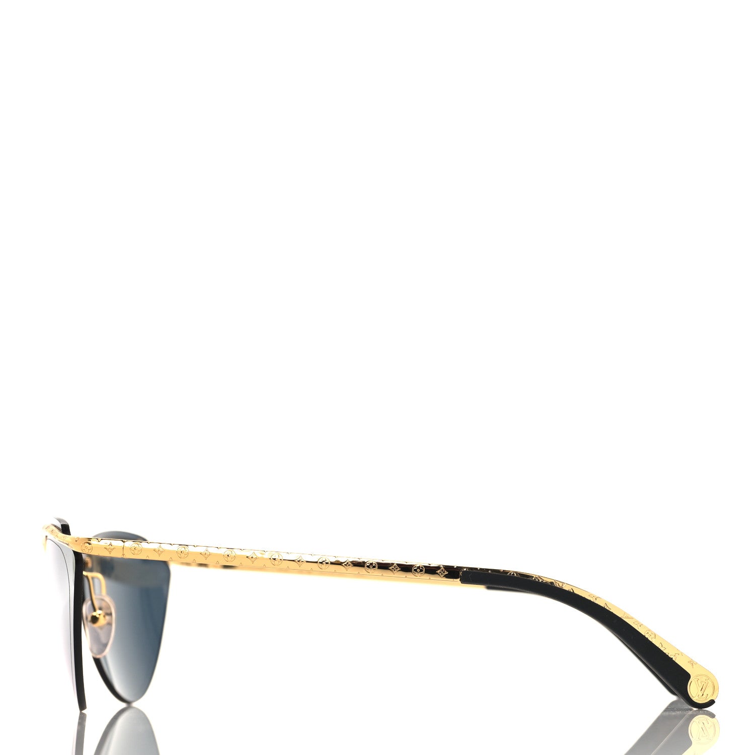 Louis Vuitton Metal LV Mirrored Cat Eye Sunglasses Z1039E Gold 3 of 7